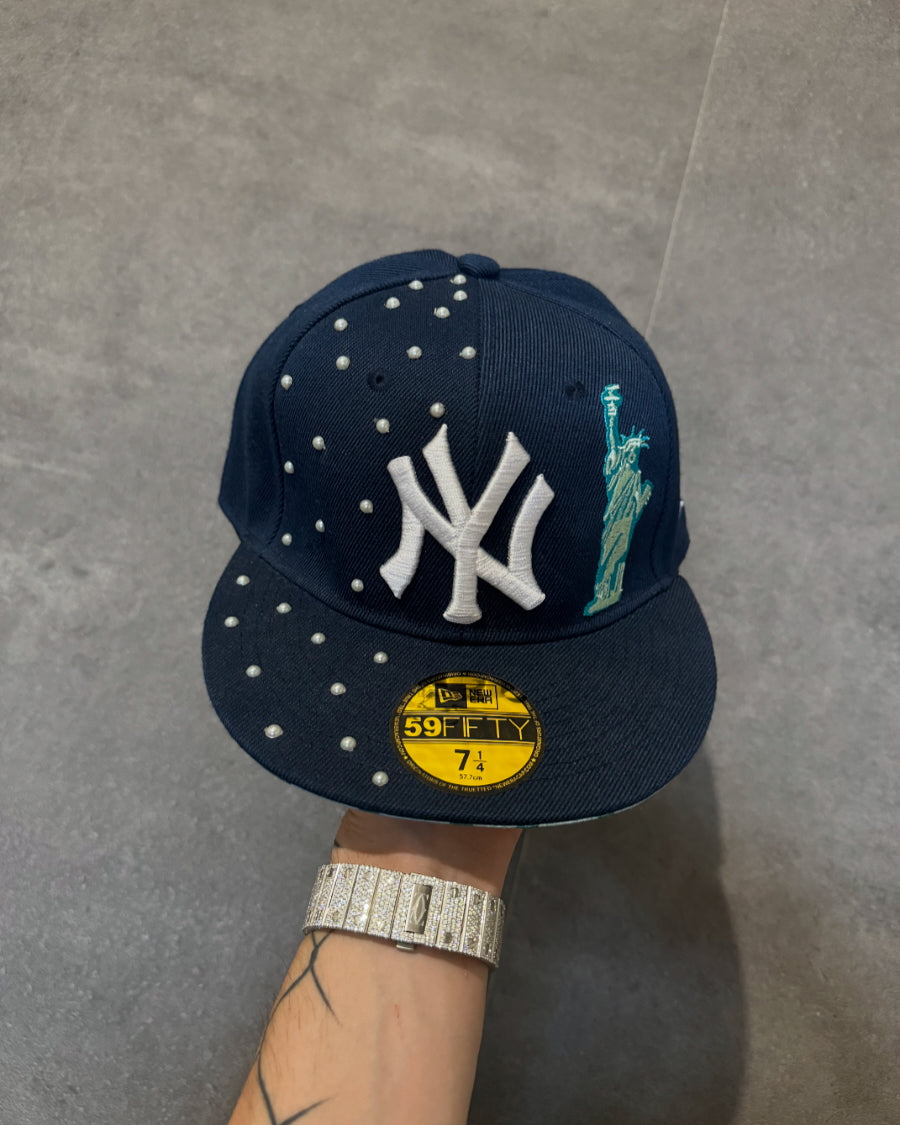 N.Y. Pearls *Dark Bue Hat 7 1/4 Hat
